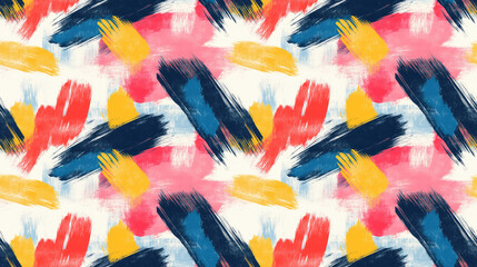 Seamless abstract pattern featuring brushed strokes in vibrant colors ideal for textile designs and artistic backgrounds