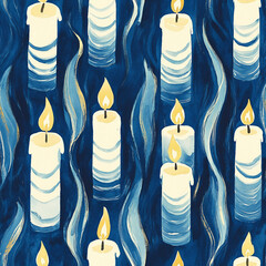 seamless background all over pattern of Hanukkah candles