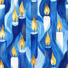 seamless background all over pattern of Hanukkah candles