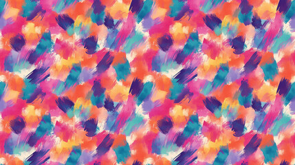 Vibrant seamless pattern featuring colorful watercolor spreads and brush strokes perfect for fashion and home decor designs