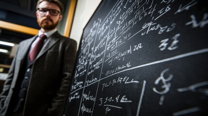 Math Equations on Blackboard in Classroom Setting