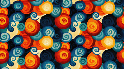 Seamless wallpaper pattern featuring vibrant swirl design ideal for interior decor projects