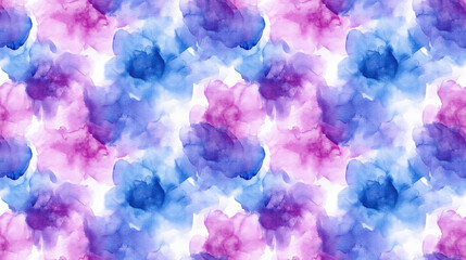 Fototapeta premium Seamless pattern of vibrant sea blue and purple geometrical shapes in watercolor and tie dye styles perfect for fabric design and home decor