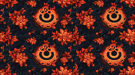 Seamless design featuring the OM Buddhist mantra ideal for meditation materials and spiritual decor