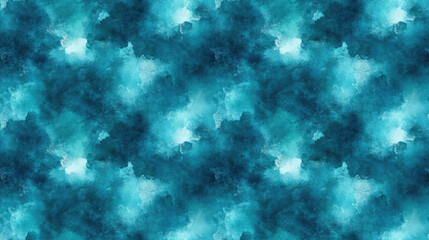 Fototapeta premium Seamless abstract watercolor pattern featuring a vibrant turquoise teal background suitable for textile and graphic design