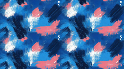 Fototapeta premium Seamless blue abstract hand painted pattern with brush texture for invitation banner and wallpaper design
