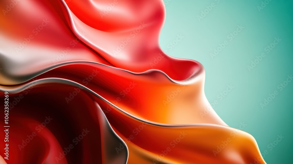 Poster dynamic waves of red and orange create a sense of depth and movement in this abstract artwork, juxta