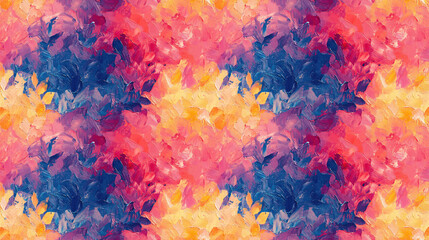 Fototapeta premium Abstract plant inspired seamless pattern featuring vibrant oil painting textures ideal for fabric design and home decor
