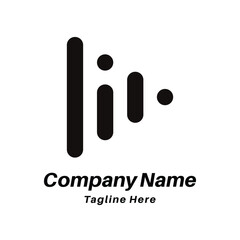 Media play button logo design icon