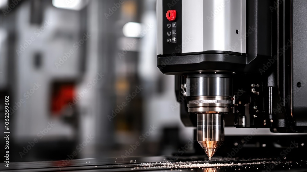 Aufkleber a close-up view of a cnc machine focusing on its metallic, precise components, highlighting technolo