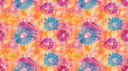 Vibrant watercolor tie dye seamless pattern with vintage colors perfect for fashion fabrics and home decor
