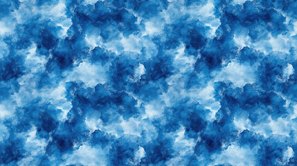 Seamless pattern of vibrant blue watercolor textures on canvas perfect for artistic designs and backgrounds