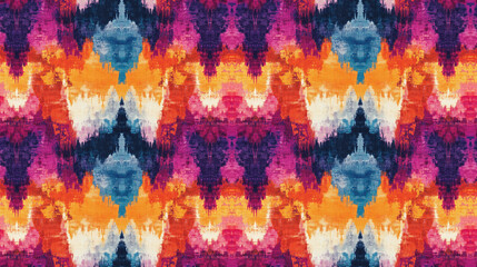Fototapeta premium Seamless Shibori tie dye pattern in vibrant colors for textile design