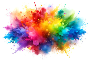 Abstract colored powder explosion on white background. Colored cloud. Colorful dust explode. Paint Holi.