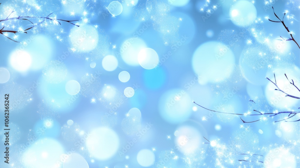 Aufkleber the winter background showcases a soothing display of soft blue bokeh lights, creating a calming atm