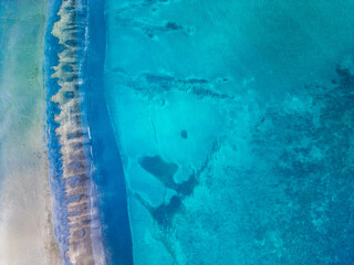 Aerial drone view of Las Playitas fishing town and the beach, Fuerteventura, Canary Islands