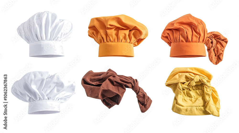 Aufkleber variety of colorful chef hats isolated on a transparent background generative ai