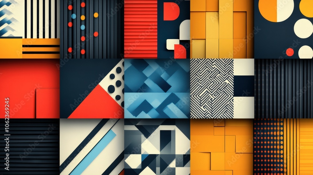 Poster bright geometric patterns in abstract style