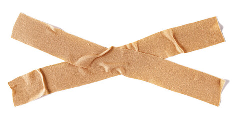 Adhesive bandage cross isolated on white background, top view