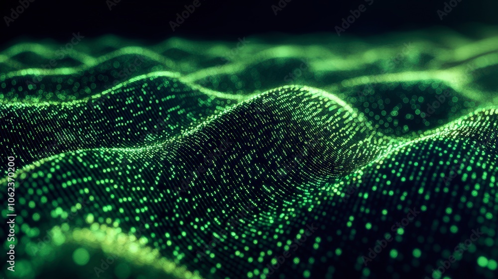 Poster dark green code matrix with digital lines