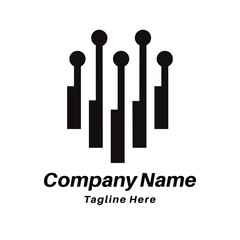 V letter tech logo design icon