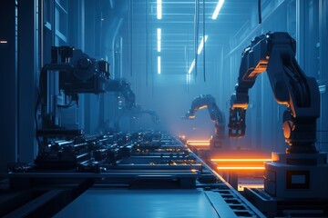Seamless robotic machinery assembling complex components in factory