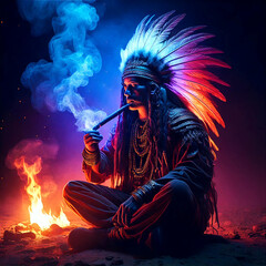 portrait of a north america indian warrior 