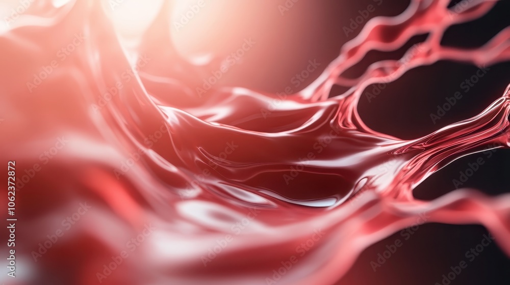 Aufkleber an artistic representation of glossy red liquid flowing with abstract patterns and textures, conveyi