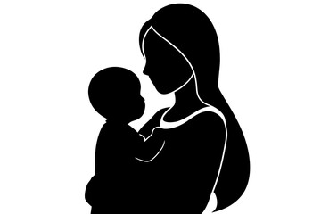 Mother and Child Silhouette. Vector Illustration 