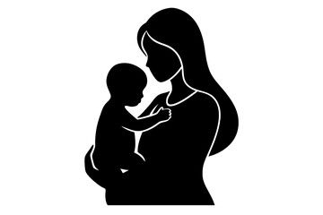 Mother and Child Silhouette. Vector Illustration 
