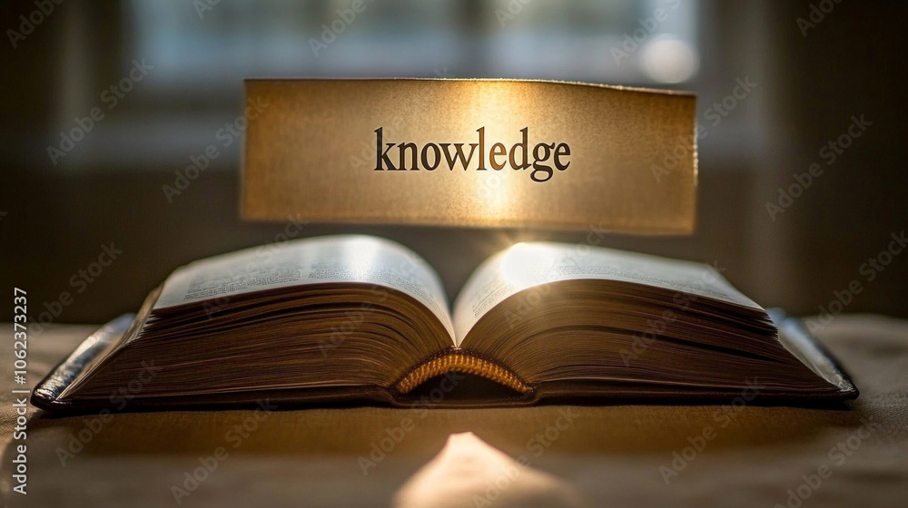 Poster an open book illuminated by a gentle light, symbolizing the pursuit of knowledge in a serene learnin