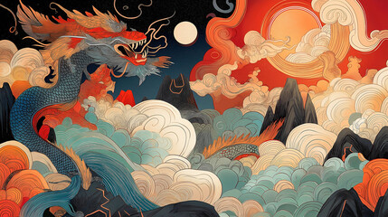 Panels illustrate thrilling moments of parallel gaming adventures with dragons soaring through colorful skies, battling in a fantastical landscape filled with clouds and mountains
