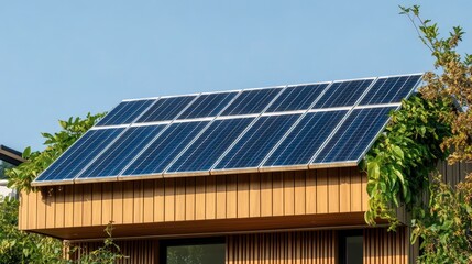 Fototapeta premium Modern Rooftop Solar Panels on Eco-Friendly Home