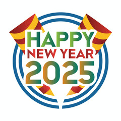 happy new year 2025 vector logo design