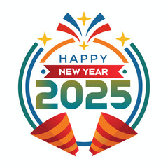 happy new year 2025 vector logo design
