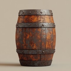 Fototapeta premium Rustic Wooden Barrel - A Weathered Relic from the Past