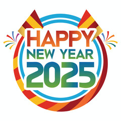 happy new year 2025 vector logo design