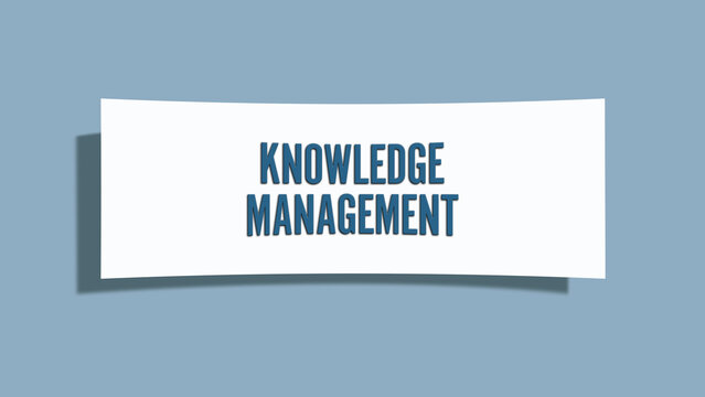 Knowledge Management. A card isolated on blue background.