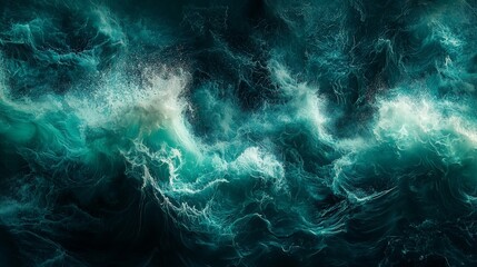 Obraz premium Abstract Turbulent Ocean Wave Texture in Teal