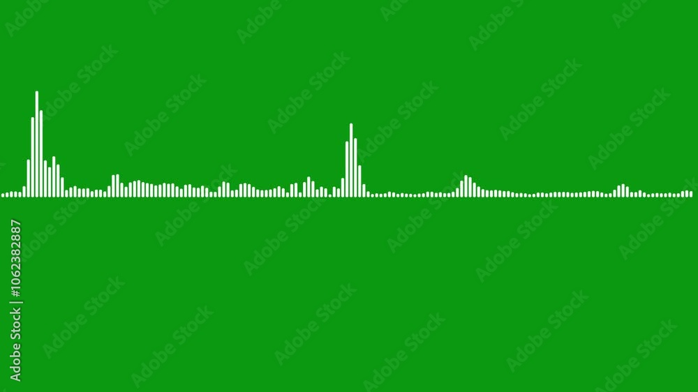 Poster 4k abstract music sound wave or audio wavefrom isolated on green screen background line digital mini