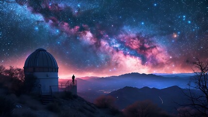 Obraz premium Observatory Capturing Cosmic Wonders: Stars, Galaxies, and Celestial Views 