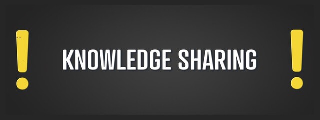 Knowledge Sharing. A blackboard with white text. Illustration with grunge text style.