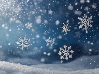Snowflakes falling gently from the sky, creating a serene winter atmosphere as they blanket the ground in a soft layer of white.