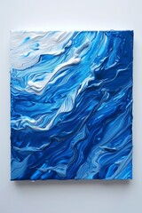 Acrylic paint texture on white background. Hand drawn abstract paint texture. Raster vertical background. Ultramarine color