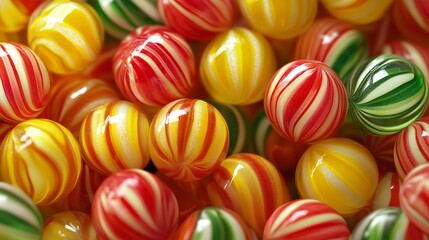Colorful striped candy balls creating a vibrant, playful pattern