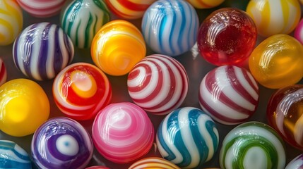 Obraz premium Colorful swirled candy balls in multicolored patterns and textures