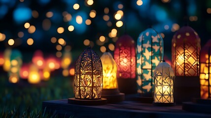 New Year beautiful lantern designs with glowing light effects