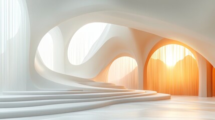 Fototapeta premium Elegant abstract background with translucent geometric shapes and soft shadows, creating a feeling of protection and clarity