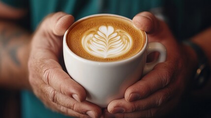 Barista making a latte in a cozy coffee shop, representing the artistry and skill in preparing specialty coffee