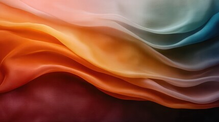 Obraz premium An artistic blend of orange and green silky textures with smooth fluidity, presenting a modern and vibrant representation of elegance and softness.